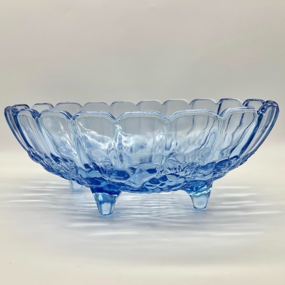 Indiana Glass “Garland” Footed Oval Bowl Riviera Blue - Picture 6 of 7
